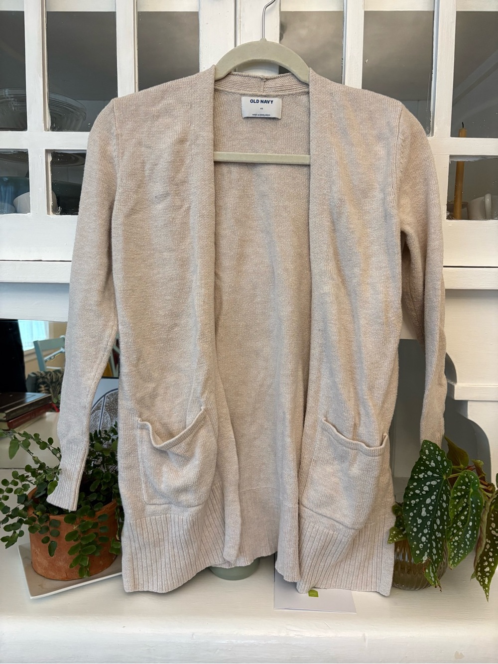 Old Navy Beige Open-Front Pocket Cardigan Sweater